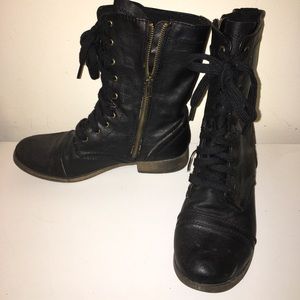 Black combat boots